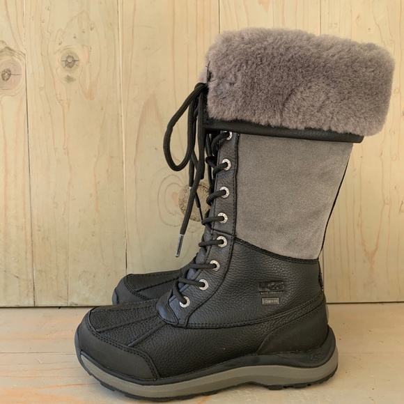 UGG ADIRONDACK TALL III BLACK GRAY WiNTER BOOTS WOMENS US 7 NEW - Picture 4 of 9